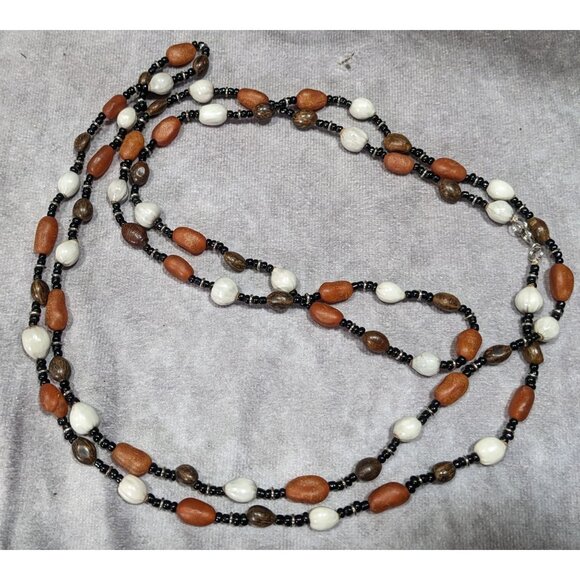 Vintage Hippie Bohemian Seed And Glass Beaded Necklace - Picture 5 of 5